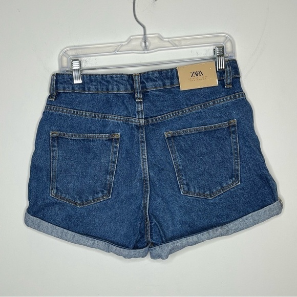 ZARA Jean High Waist Denim Shorts Rolled Hem Original Jeans - Picture 2 of 4